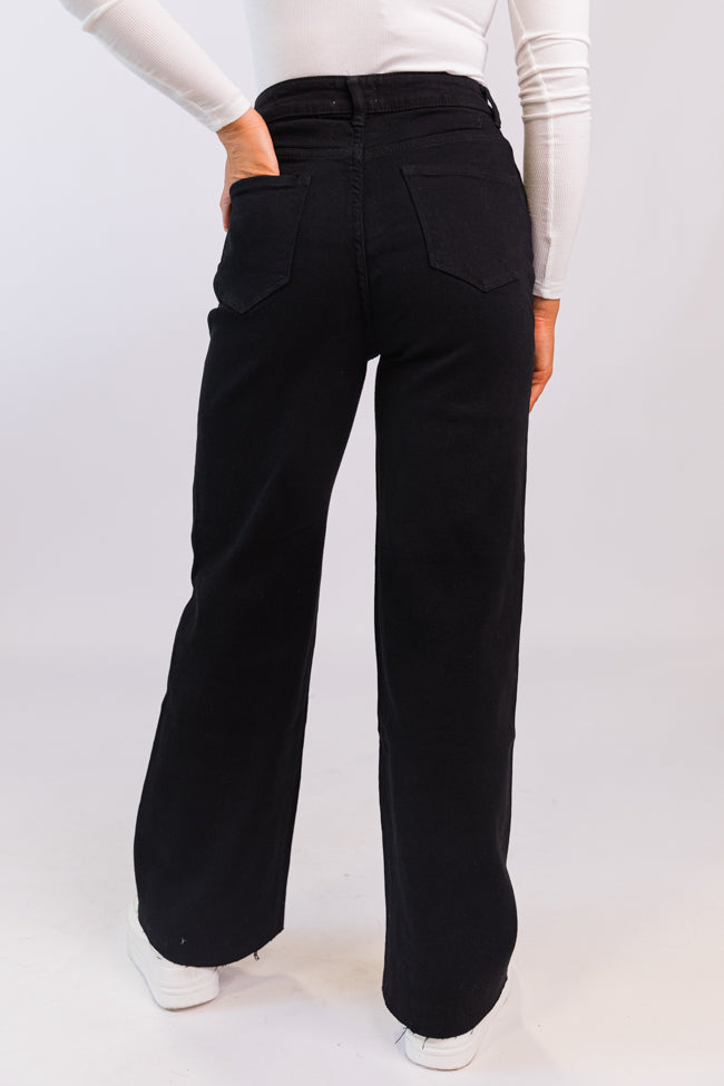 Kelsea Black Wash Wide Leg Jeans SALE