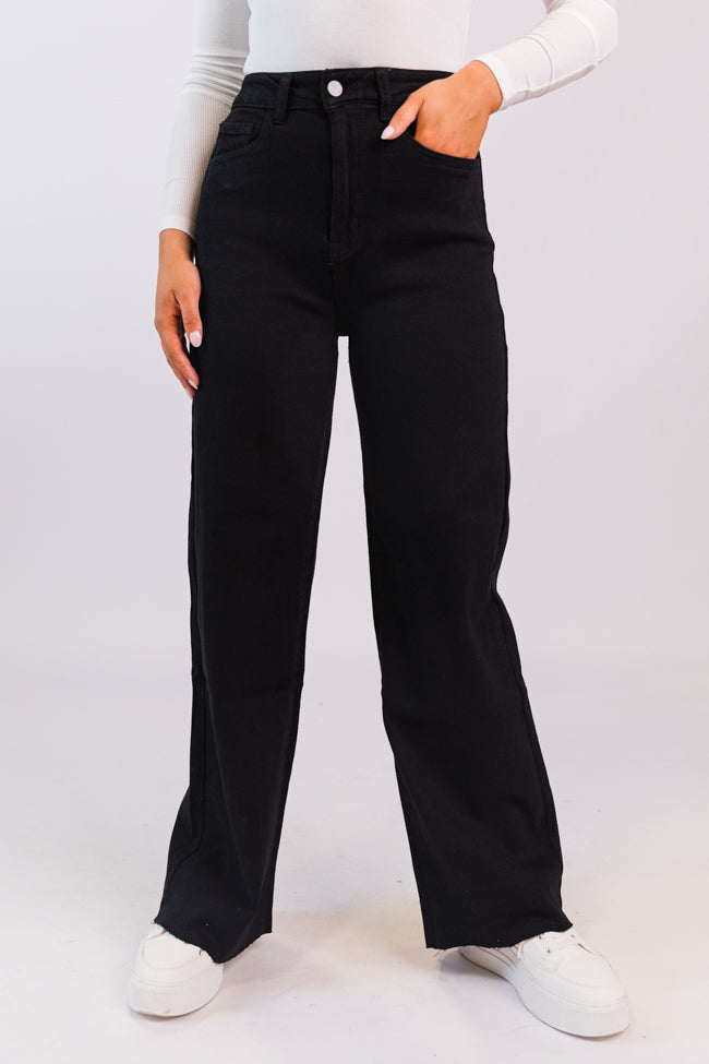 Kelsea Black Wash Wide Leg Jeans SALE