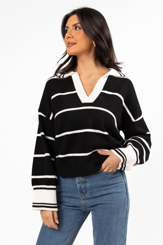 Imagine That Black Striped Collared Sweater SALE