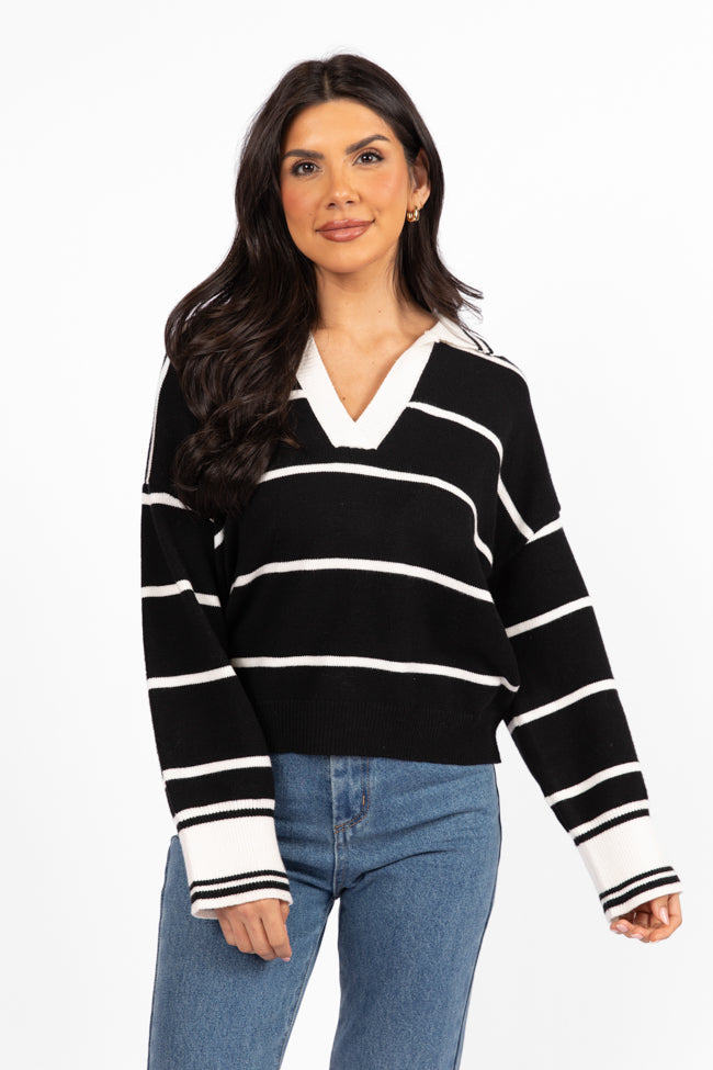 Imagine That Black Striped Collared Sweater SALE