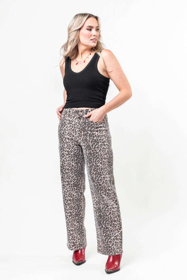 Primal Instincts Wide Leg Leopard Jeans SALE