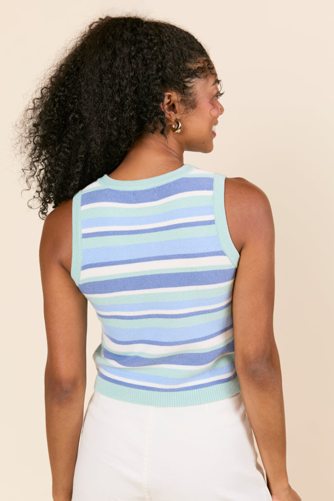 Harmony Blue Stripe Sweater Tank SALE