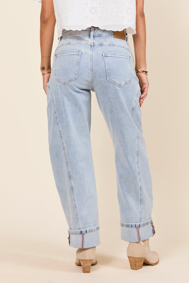 River Light Wash Denim Barrel Leg Jeans SALE