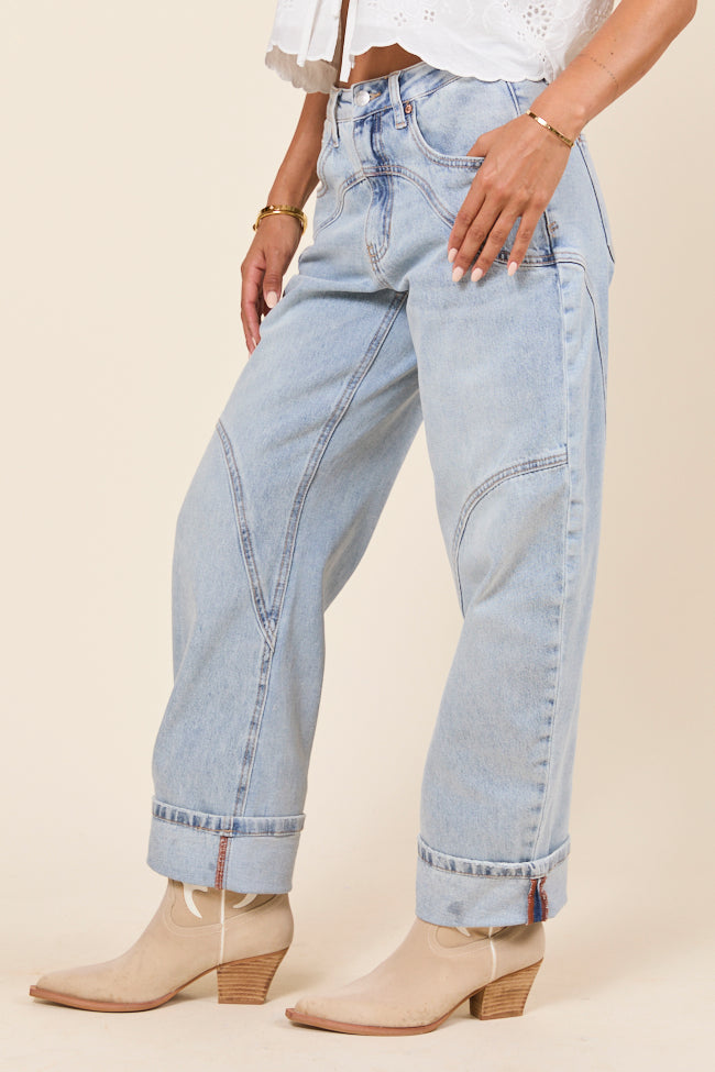 River Light Wash Denim Barrel Leg Jeans SALE