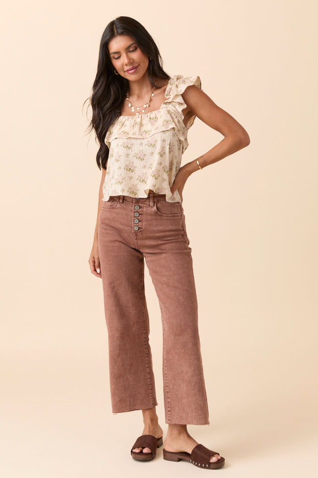 Malia Cappuccino High Rise Wide Leg Jeans SALE