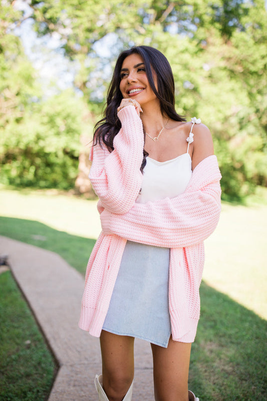 All In Theory Pink Oversized Cardigan SALE