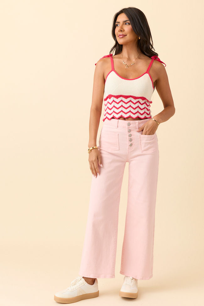 Sutton Pink Wide Leg Patch Pocket Jeans SALE