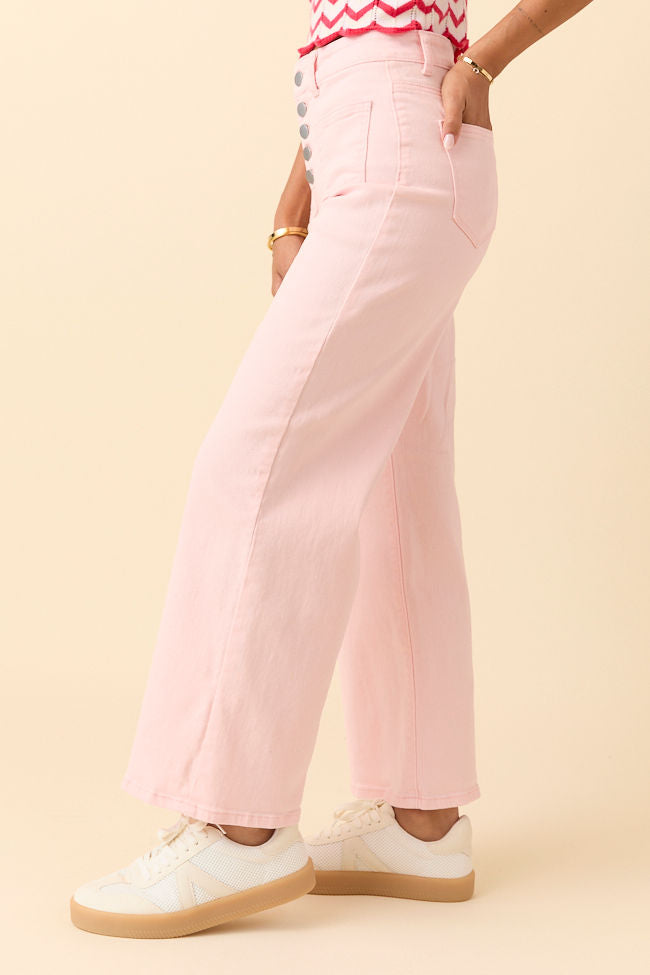 Sutton Pink Wide Leg Patch Pocket Jeans SALE