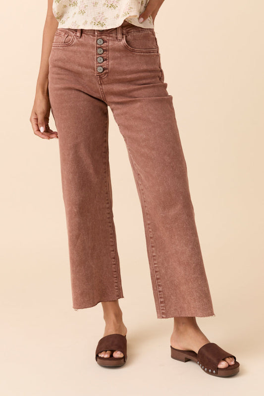 Malia Cappuccino High Rise Wide Leg Jeans SALE